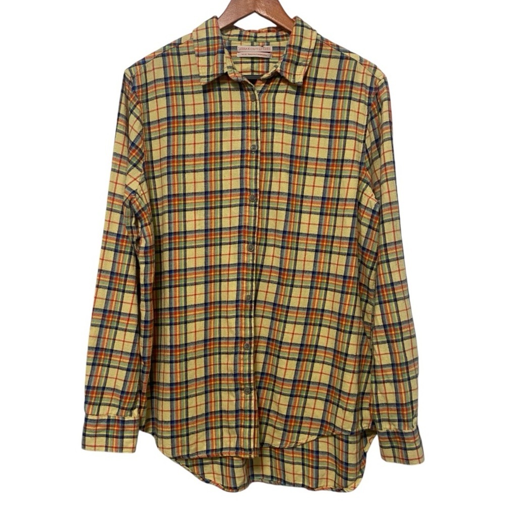 Urban Outfitters Plaid Button Up Shirt Womens Size Medium Rainbow Pride Grunge